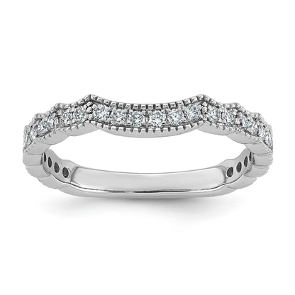 0.33 Ct Round Lab Grown Diamond Pavé 14K White Gold Curved Wedding Enhancer Band