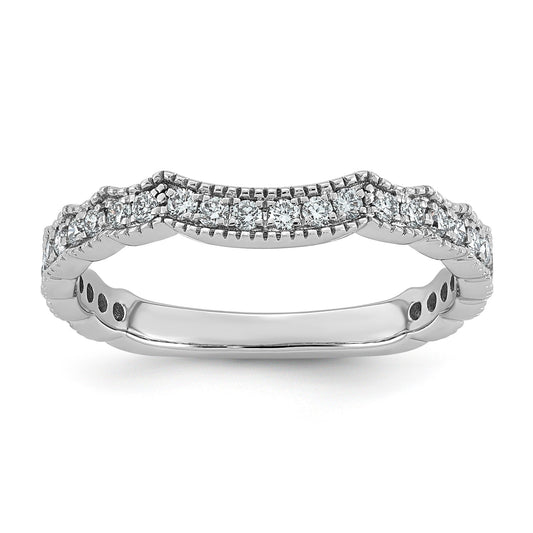 0.33 Ct Round Lab Grown Diamond Pavé 14K White Gold Curved Wedding Enhancer Band