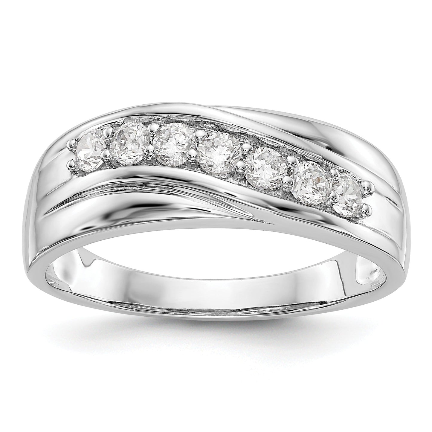 Lab Grown Diamond Seven Stone Men's Ring 14k White Gold 1/2 ct
