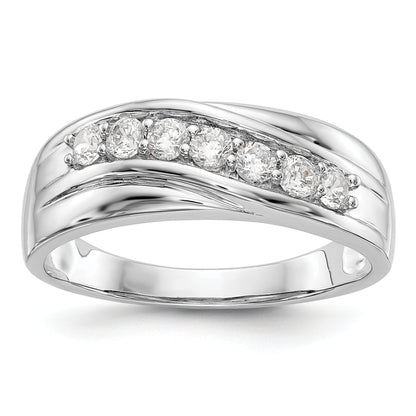 Lab Grown Diamond Seven Stone Men's Ring 14k White Gold 1/2 ct