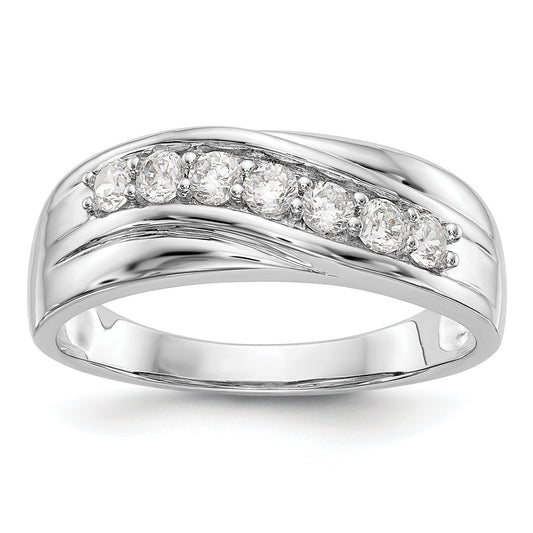 Lab Grown Diamond Seven Stone Men's Ring 14k White Gold 1/2 ct