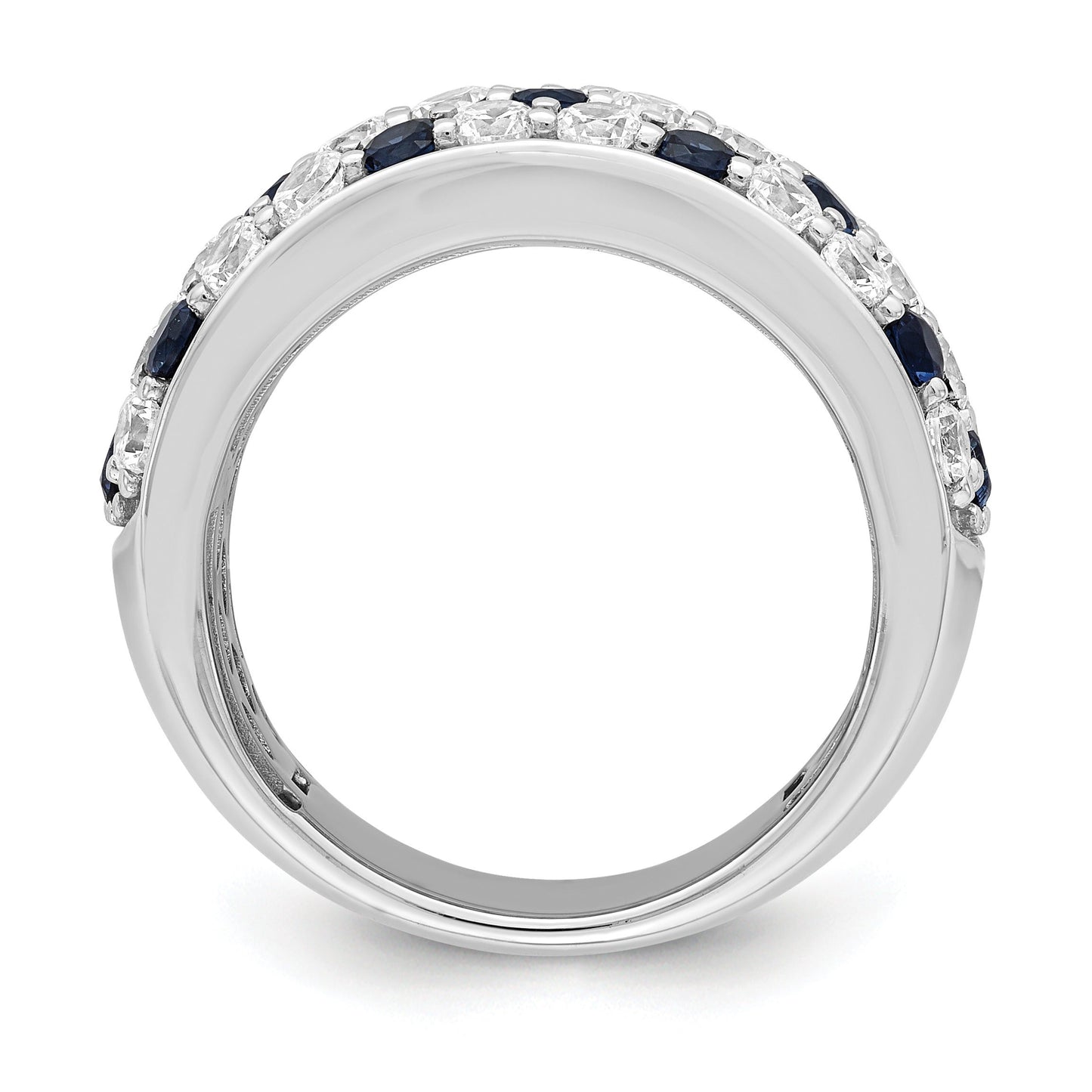 1.44 Ct Round Blue Sapphire & Lab Diamond Pavé 14K White Gold Cocktail Ring