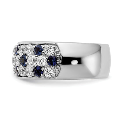 1.44 Ct Round Blue Sapphire & Lab Diamond Pavé 14K White Gold Cocktail Ring