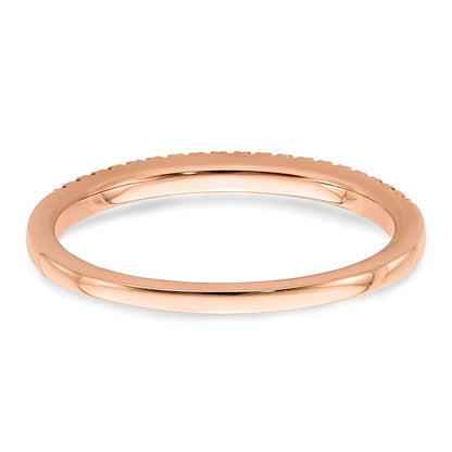 0.07 Ct Round Lab Grown Diamond Pavé 14K Rose Gold Pure Serenity Wedding Enhancer Band