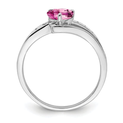 Sterling Silver Gemstone and Diamond Heart Pave Bypass Ring
