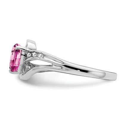 Sterling Silver Gemstone and Diamond Heart Pave Bypass Ring