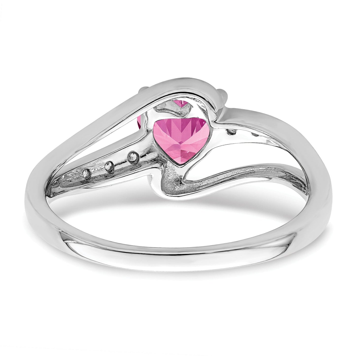 Sterling Silver Gemstone and Diamond Heart Pave Bypass Ring