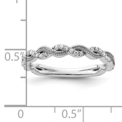 0.16 Ct Round Lab Grown Diamond Pavé 14K White Gold Twist Wedding Enhancer Band