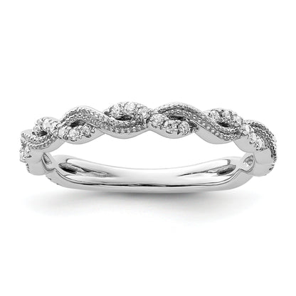 0.16 Ct Round Lab Grown Diamond Pavé 14K White Gold Twist Wedding Enhancer Band