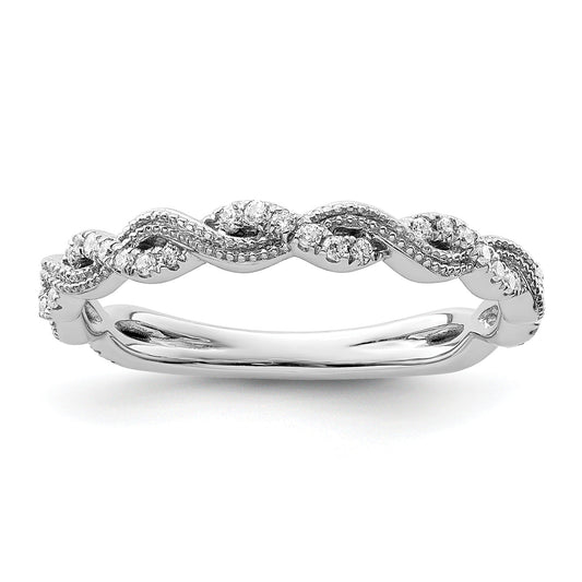 0.16 Ct Round Lab Grown Diamond Pavé 14K White Gold Twist Wedding Enhancer Band