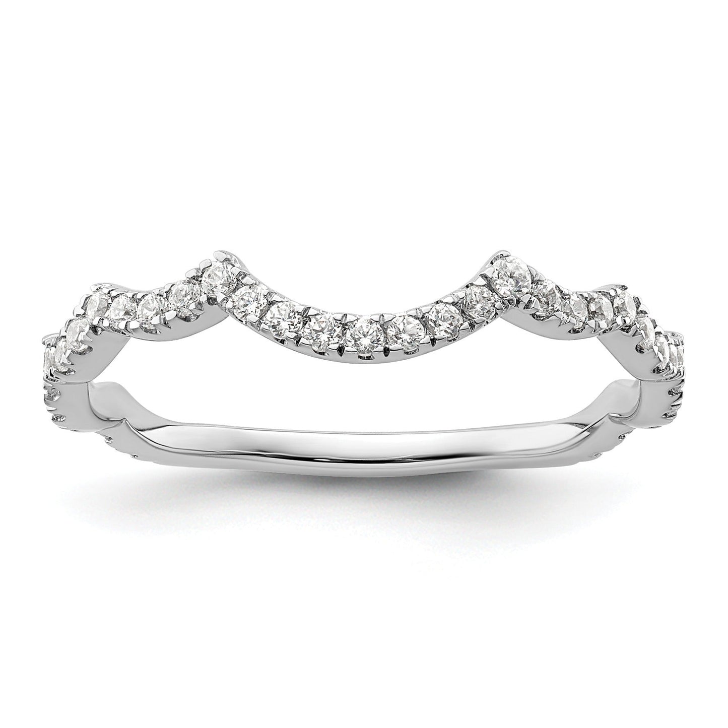 0.33 Ct Round Lab Grown Diamond Pavé 14K White Gold Curved Wedding Enhancer Band