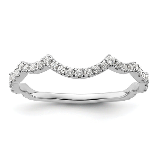 0.33 Ct Round Lab Grown Diamond Pavé 14K White Gold Curved Wedding Enhancer Band