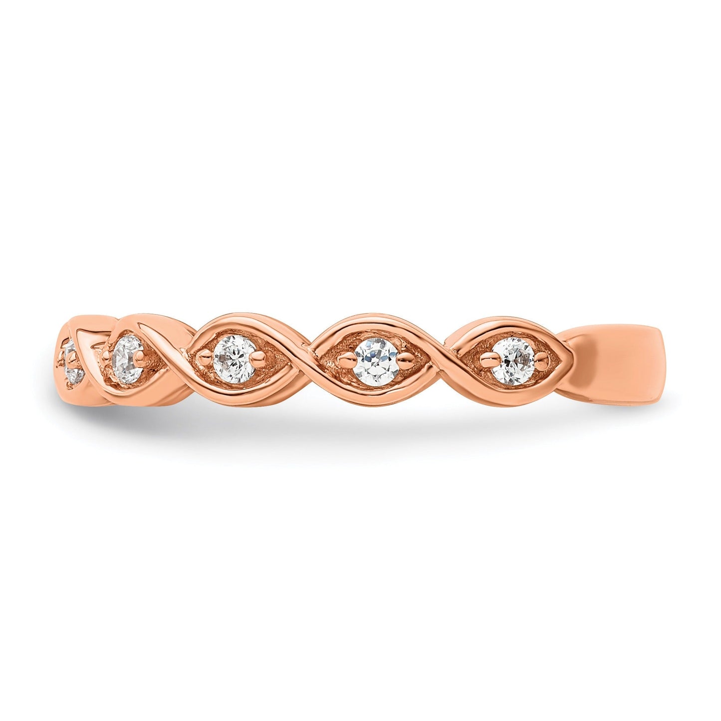 0.20 Ct Round Lab Grown Diamond Bezel 14K Rose Gold Twist Wedding Enhancer Band