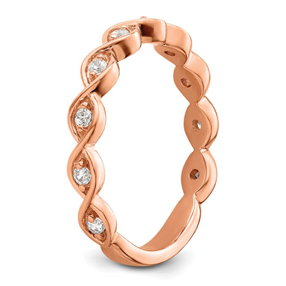 0.20 Ct Round Lab Grown Diamond Bezel 14K Rose Gold Twist Wedding Enhancer Band