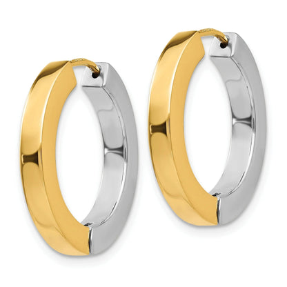 14k Gold Two-tone Hollow Hinged Hoop Earrings