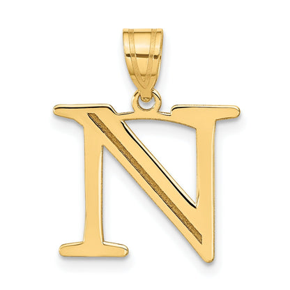 14K Gold Etched Initial Pendants