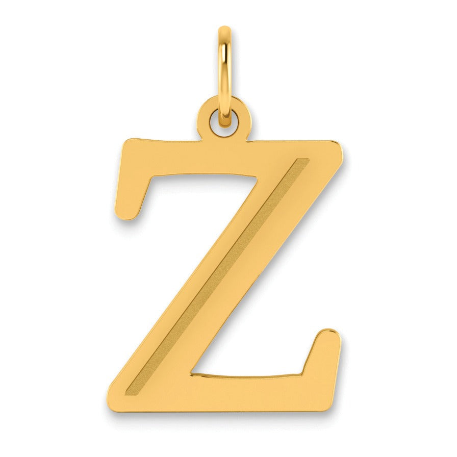14K Gold Etched Initial Pendants