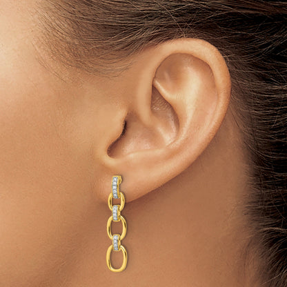 14k Yellow Gold Lab Grown Diamond Fashion Dangle Link Post Earrings