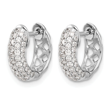 14k White Gold 3/4 carat Lab Grown Diamond Hinged Hoop Earrings