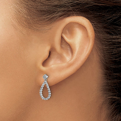14k White Gold Lab Diamond Dangle Teardrop Post Earrings