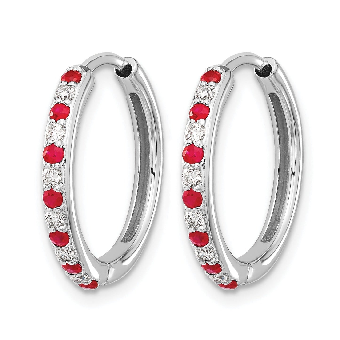 14k White Gold Lab Grown Diamond Hinged Hoop Earrings