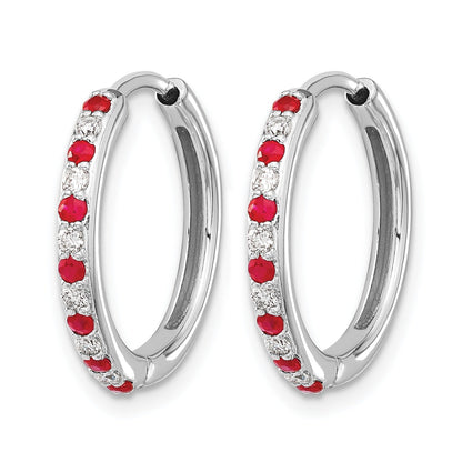 14k White Gold Lab Grown Diamond Hinged Hoop Earrings
