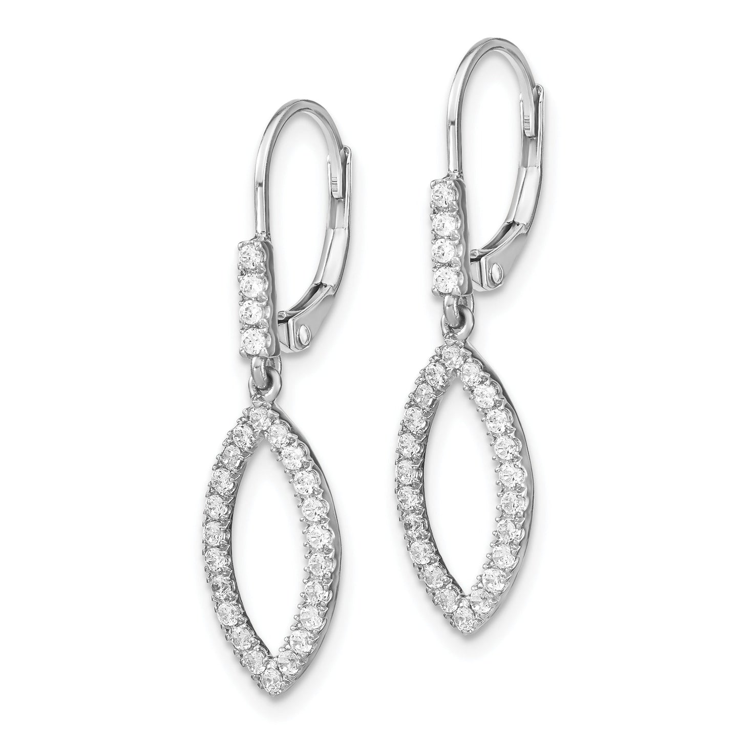 14k White Gold Lab Diamond Fashion Dangle Leverback Earrings