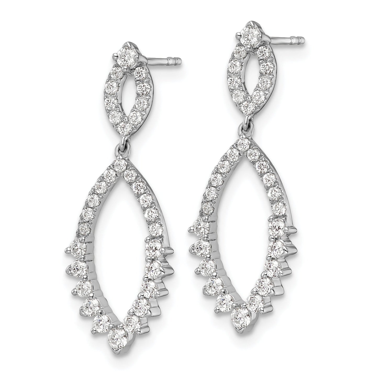 14k White Gold Lab Diamond Fashion Dangle Post Earrings