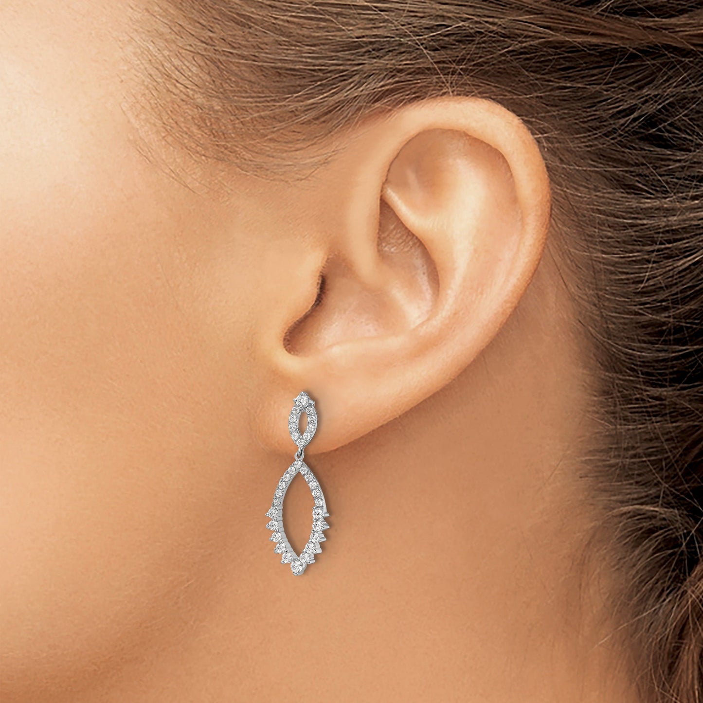 14k White Gold Lab Diamond Fashion Dangle Post Earrings