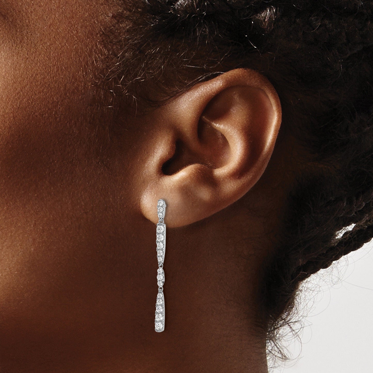 14k White Gold 1 carat Lab Grown Diamond Dangle Post Earrings
