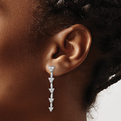14k White Gold Lab Grown Diamond Dangle Cluster Post Earrings