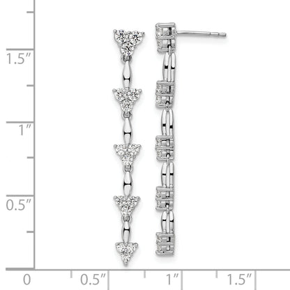 14k White Gold Lab Grown Diamond Dangle Cluster Post Earrings