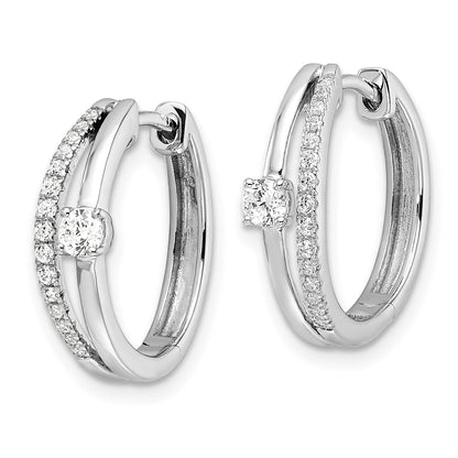 14k White Gold Lab Grown Diamond Hinged Hoop Earrings