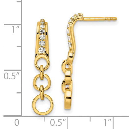 14k 1/8 carat Lab Grown Diamond Post Dangle Earrings