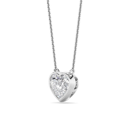 Heart Lab Grown Diamond (F/VS ) Prong 14K White Gold Pendant Necklace