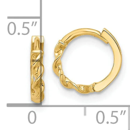 14K Gold Twisted Hinged Hoop Earrings