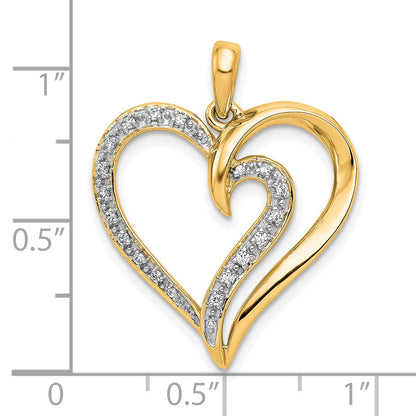 14k 1/10 carat Diamond Fancy Gold Heart Pendant
