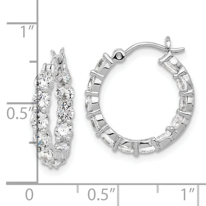 In and Out CZ Hoop Earrings Silver