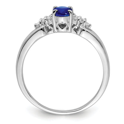 0.52 Ct Oval Blue Sapphire Prong Rhodium Plated Silver Cluster Ring