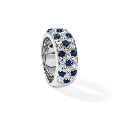 1.44 Ct Round Blue Sapphire & Lab Diamond Pavé 14K White Gold Cocktail Ring