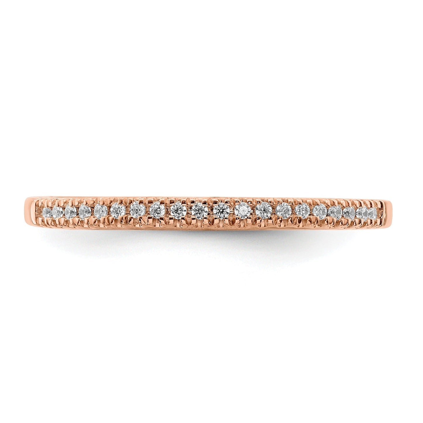 0.07 Ct Round Lab Grown Diamond Pavé 14K Rose Gold Pure Serenity Wedding Enhancer Band