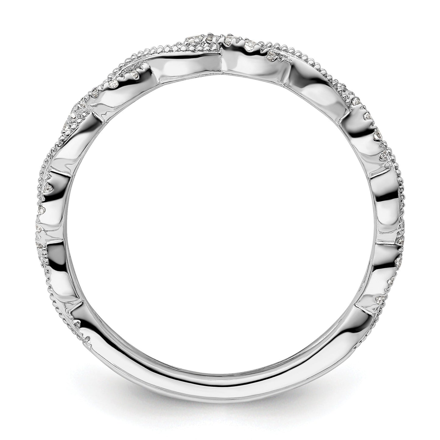 0.16 Ct Round Lab Grown Diamond Pavé 14K White Gold Twist Wedding Enhancer Band
