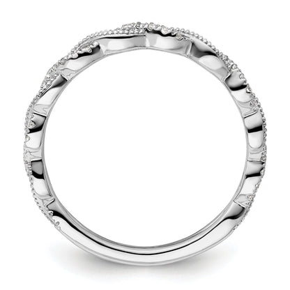 0.16 Ct Round Lab Grown Diamond Pavé 14K White Gold Twist Wedding Enhancer Band