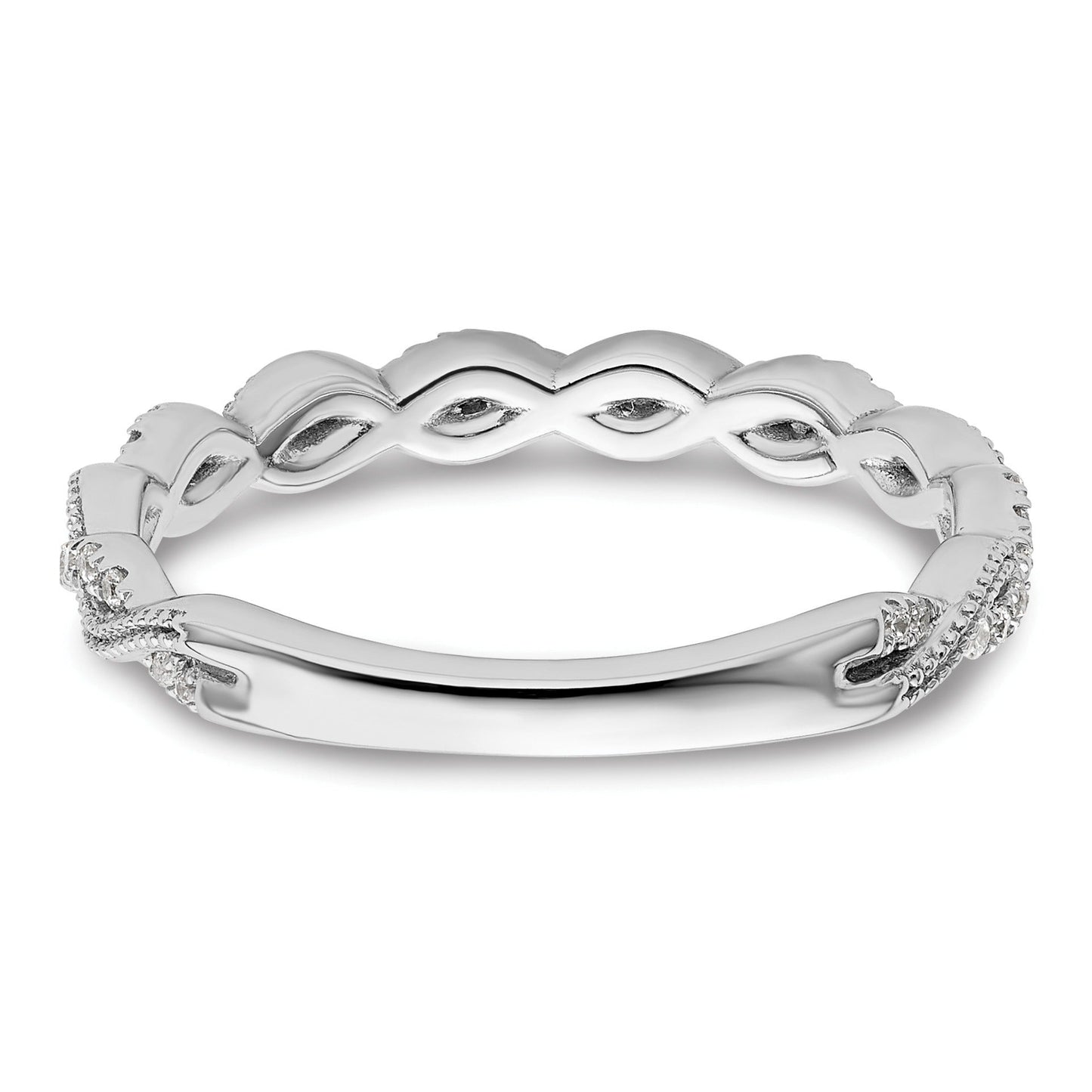 0.16 Ct Round Lab Grown Diamond Pavé 14K White Gold Twist Wedding Enhancer Band