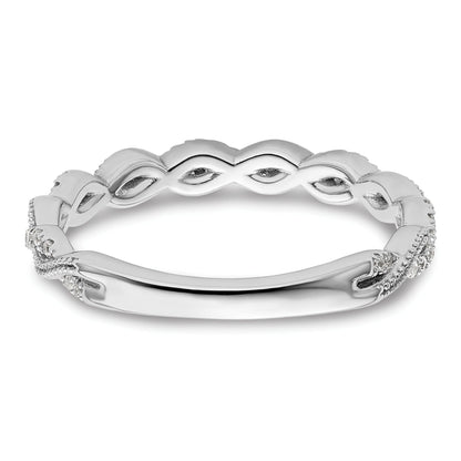 0.16 Ct Round Lab Grown Diamond Pavé 14K White Gold Twist Wedding Enhancer Band