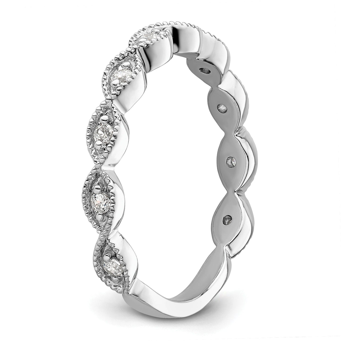 0.16 Ct Round Lab Grown Diamond Bezel 14K White Gold Wedding Enhancer Band