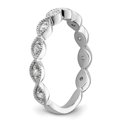 0.16 Ct Round Lab Grown Diamond Bezel 14K White Gold Wedding Enhancer Band