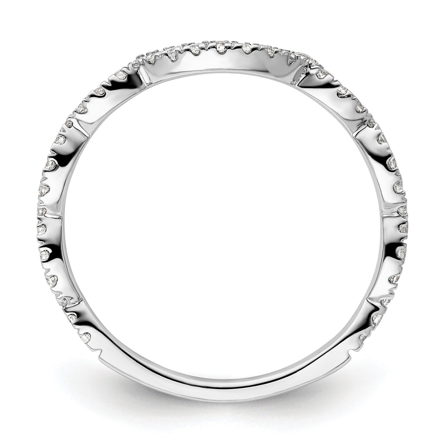 0.33 Ct Round Lab Grown Diamond Pavé 14K White Gold Curved Wedding Enhancer Band