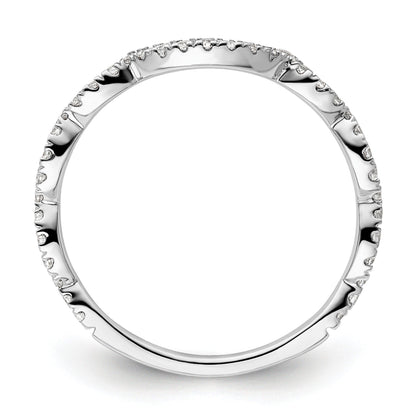0.33 Ct Round Lab Grown Diamond Pavé 14K White Gold Curved Wedding Enhancer Band