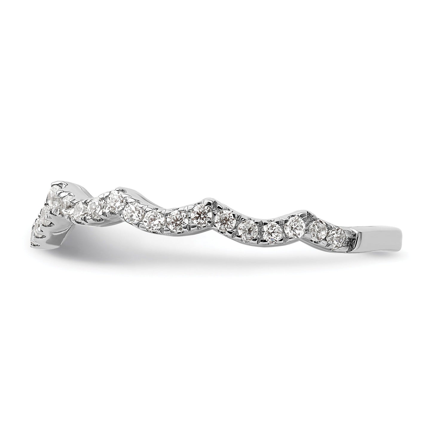 0.33 Ct Round Lab Grown Diamond Pavé 14K White Gold Curved Wedding Enhancer Band